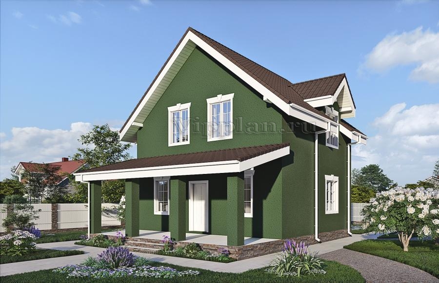 Одноэтажный дом с мансардой, террасой и кабинетом